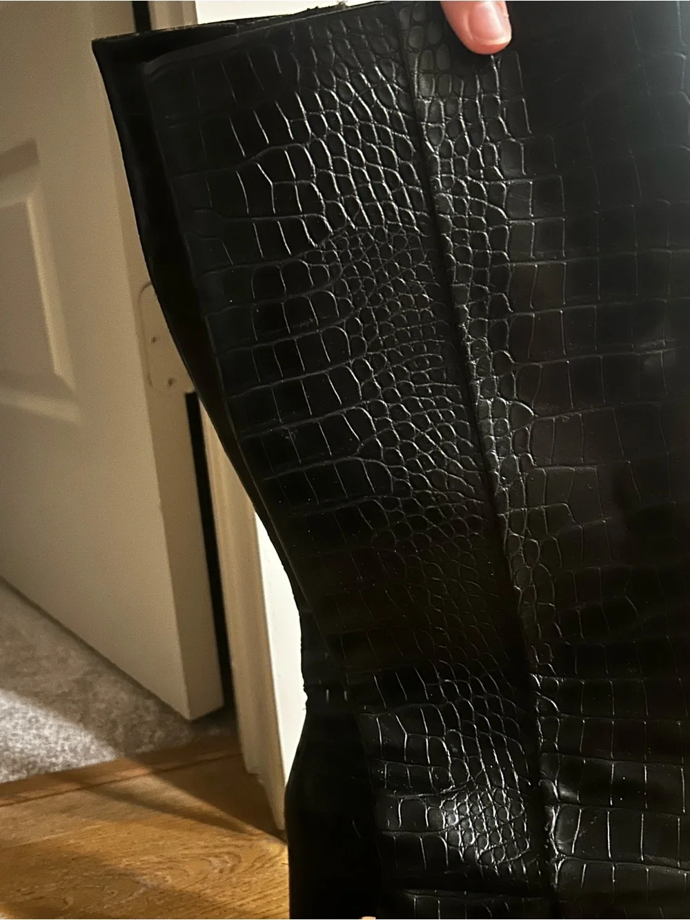 Circus by Sam Edelman Black Croc-Embossed Knee-High Women's Boots